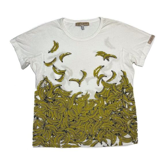 See by Chloe Banana Graphic Print T-Shirt White Yellow Women's 6 Vintage Y2K - Picture 1 of 15